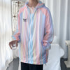 sunscreen summer rainbow color butterfly printed hooded jacket