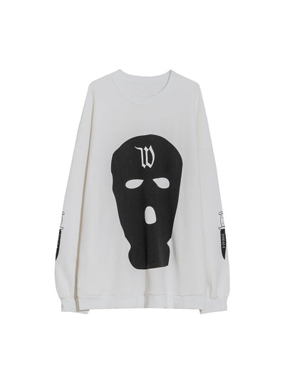 hat printed loose round neck oversize sweater
