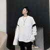 Two color stitched loose fit round neck sweatshirt