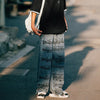 loose straight fit musical chords jean pants note printing jeans