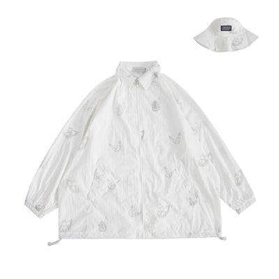 butterfly reflective sunscreen loose shirt and cap