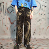 Mixed color tie-dyed loose fit gradient casual denim trousers