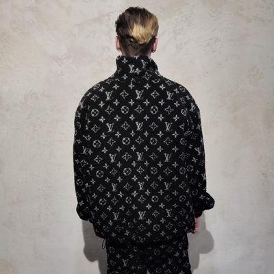 Handmade LV Fleece Jacket in Black Towel Bomber Black S