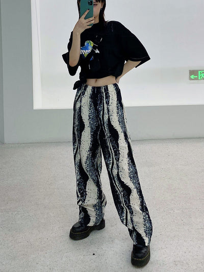 wide-leg stripes summer loose mopping casual pants