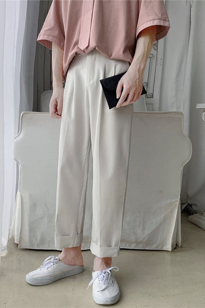 Thin Straight fit Loose Cropped Breathable  Casual ankle Pants