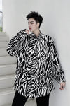 Zebra pattern long-sleeved loose shirt