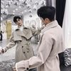 double breasted high fashion mid-length trench coat jacket in 2 colors