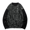 Sequin stitching regular fit party sweatshirt in 2 colors