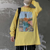 portrait printed long-sleeve casual sweater