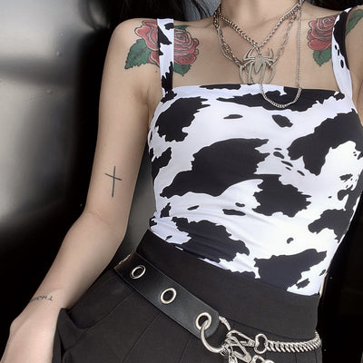 cow pattern sling jumpsuit