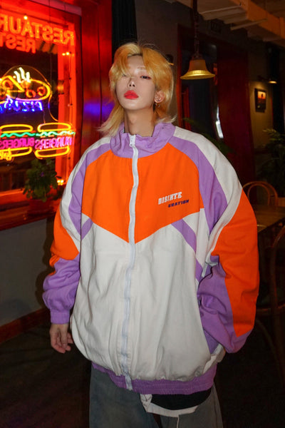 contrast color stitching retro look sports track jacket