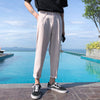 Straight fit elastic waist smart pants in colors
