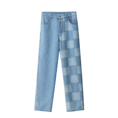 plaid casual loose jeans