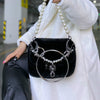 Original Metal Ring Pearl Chain Plush One Shoulder Multiple Back Concave Style Bag