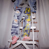 hand-painted graffiti made to look old distressed straight fit oversize jeans in 4 colors