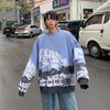 custom made earth mountain print Korean skater sweatshirt in 3 colors