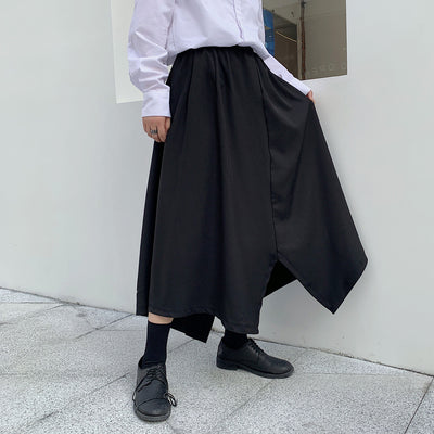 Custom made low waist Loose fit cropped pants skirt in black