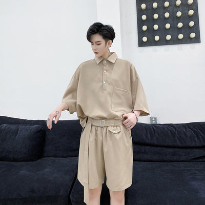 two-piece men's casual short-sleeved shirt