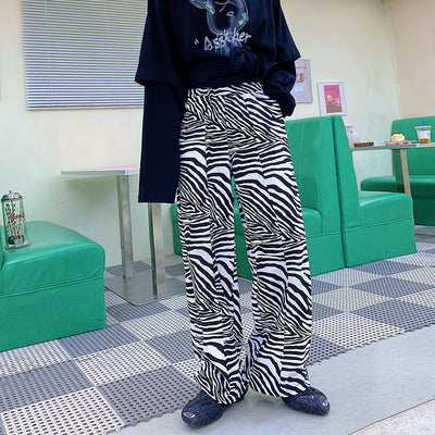 Zebra pattern loose trousers