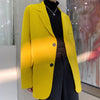 loose fit casual fluorescent blazer jacket in yellow