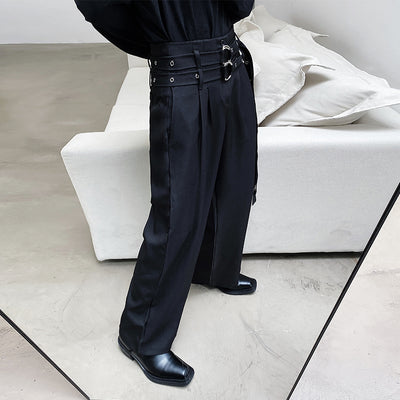 high waist loose wide-leg trousers in black
