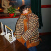 plaid fake fur lambskin plaid houndstooth check dog-tooth jacket in 2 colors