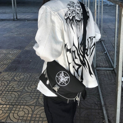 Dark Gothic Rock Pentagram Chain Pendant Funeral Cross Envelope small Bag