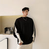 contrast color stitching sleeves loose fit sweatshirt in 2 colors