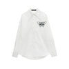 Double Collar Butterfly Embroidery Misalignment Pocket Long Sleeve Girl Shirt