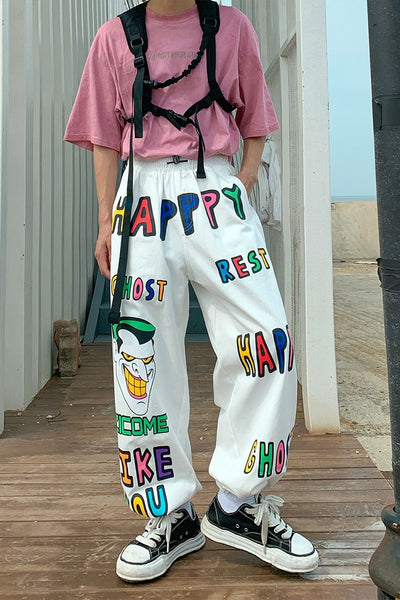 letter printed casual pants