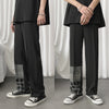 plaid stitching casual mopping pants