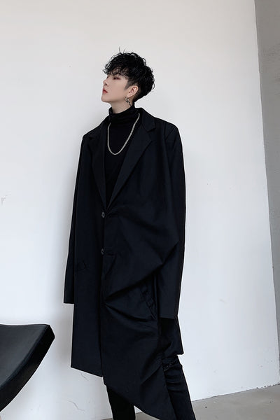 Irregular Folding Deconstructed asymmetric Mid-length Loose fit Trench coat