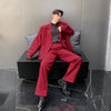 Retro look Wine Red Straight fit Wide Leg smart trousers in 2 colors