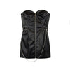 leather tube top chain black dress