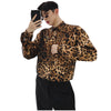 leopard animal print long-sleeved shirt in brown
