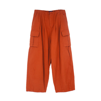 Solid color loose overalls vintage look retro cargo casual pants in 3 colors