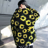 plaid fake fur lambswool daisy print jumper Korean skater sunflower fleece sweater in black