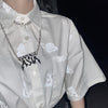 white summer butterfly printed loose shirt