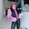 Faux Fur Warm Thick Pink PU Short Cotton Jacket