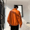 PU leather cropped boxy fit multi-pocket jacket in orange