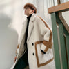 Thick fleece loose fit long length fake fur contrast color Trench jacket