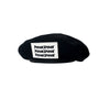 white leather label custom beret
