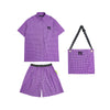 strapless shirt, letter web shorts and bag