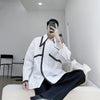 long-sleeved loose contrast color shirt