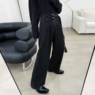 high waist loose wide-leg trousers in black