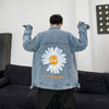 daisy printed denim jacket