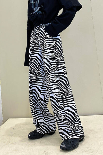 Zebra pattern loose trousers