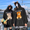 loose hooded sweater couple outfit