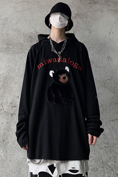 cartoon embroidery hooded casual pullover sweater