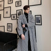 Houndstooth high fashion long Men woolen trench coat